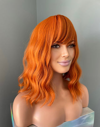 "Tangerine" - Short Orange Wig with Bangs