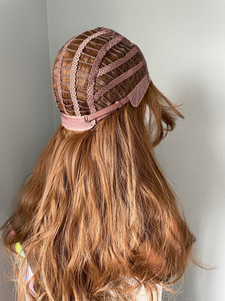 "Andrea" - Long Brown Curly Wig with Fringe