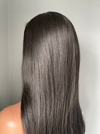 "Ingrid" - Long Black Silky Straight Wig with Bangs