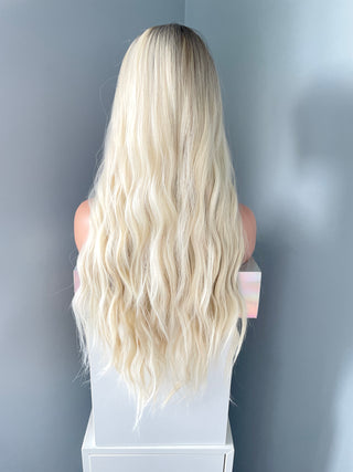 "Lily" - Long Blonde Body Wave Wig with Bangs