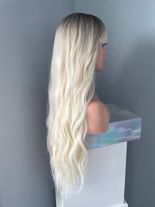 "Lily" - Long Blonde Body Wave Wig with Bangs