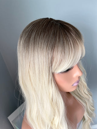 "Lily" - Long Blonde Body Wave Wig with Bangs