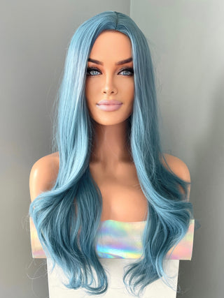 "Neptune" - Long Blue Wig with Loose Curls