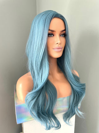 "Neptune" - Long Blue Wig with Loose Curls