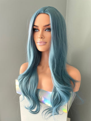 "Neptune" - Long Blue Wig with Loose Curls