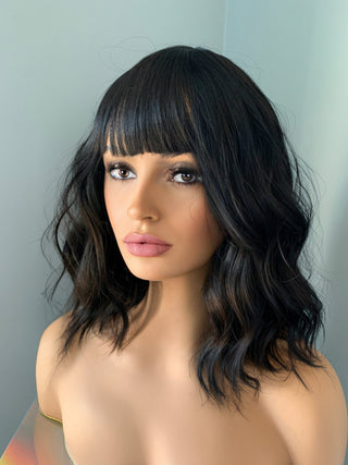 "Zoe" - Black Body wave Wig with Bangs
