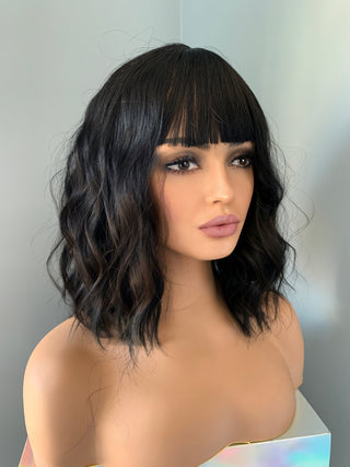 "Zoe" - Black Body wave Wig with Bangs
