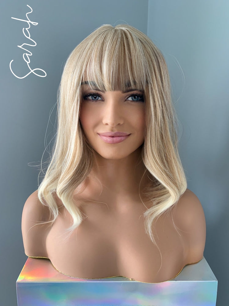 "Sarah" - Short Blonde Synthetic Wig with Bangs