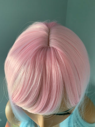 "Sugar" - Pink Blue Ombre Rainbow Wig with Bangs