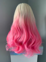 "Barbie" - Ombre Baby Pink Body Wave Synthetic Wig with Bangs