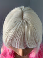 "Barbie" - Ombre Baby Pink Body Wave Synthetic Wig with Bangs