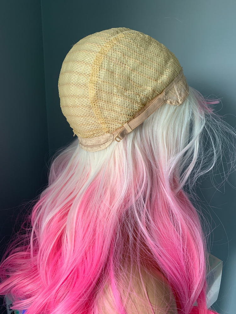 "Barbie" - Ombre Baby Pink Body Wave Synthetic Wig with Bangs