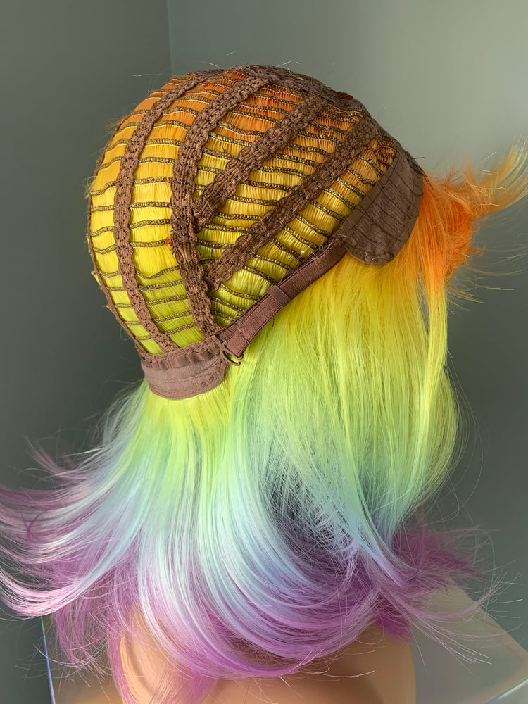 "Pixi" - Bright Rainbow Synthetic Wig with Bangs
