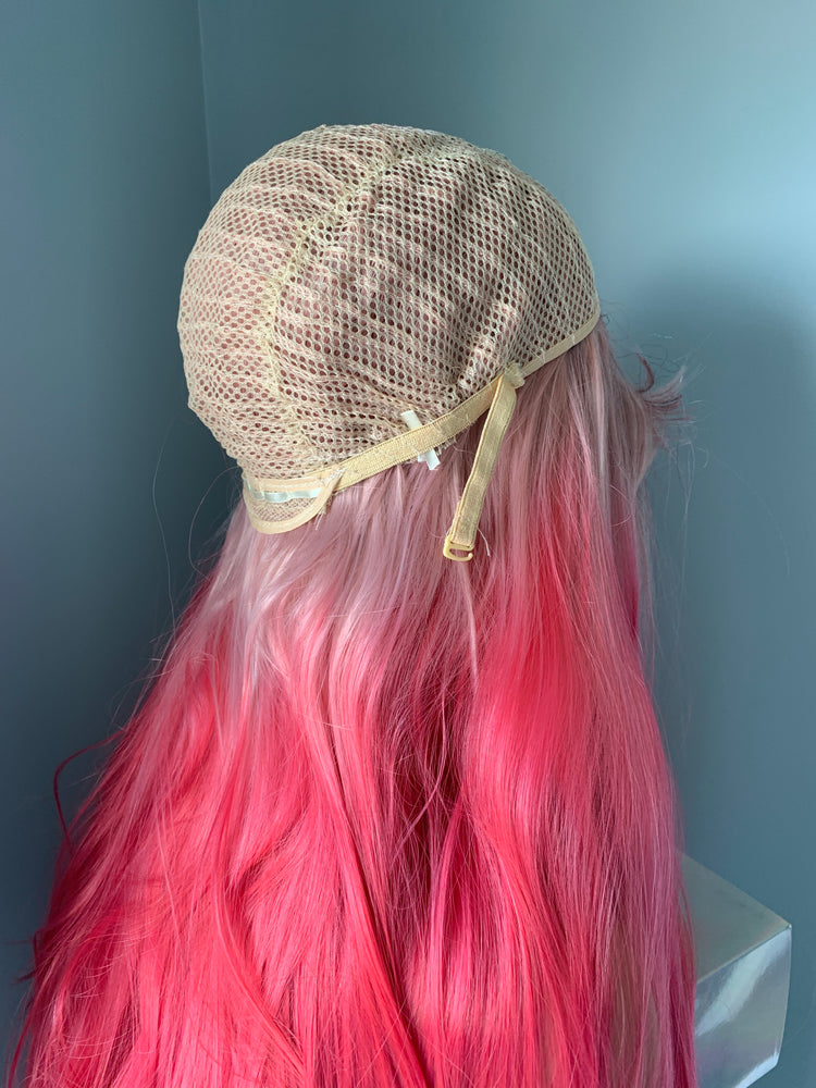 "Dahlia" - Ombre Hot Pink Synthetic Wig with Bangs