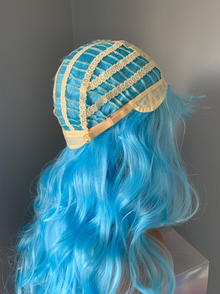 "Aqua" - Blue Body Wave Wig with Bangs