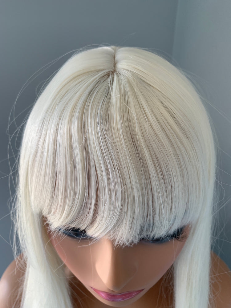 "Becky" - Long White Blonde Wig With Bangs
