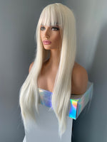 "Becky" - Long White Blonde Wig With Bangs