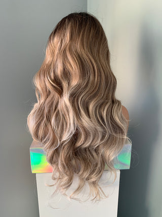 "Brielle" - Rooted Ombre Curled Partial Lace Front Wig