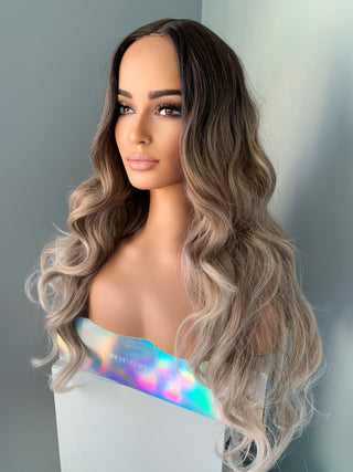 "Brielle" - Rooted Ombre Curled Partial Lace Front Wig
