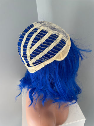 "Indy" - Neon Blue Body Wave Wig with Bangs