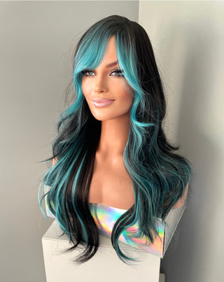 "Misty" - Perruque Synthétique Bleu Menthe Glacée