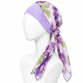 Hair Loss Head Scarf, Purple Floral
