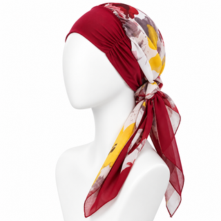 Hair Loss Head Scarf, Red Floral
