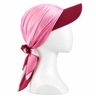 Satin Scarf Ball Cap for Hair Loss, Burgundy