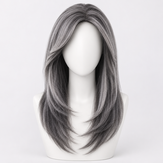 "Dixie" - Dark Grey Layered Wig