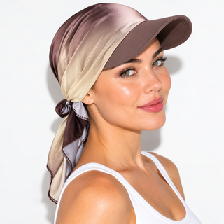 Satin Scarf Ball Cap for Hair Loss, Khaki