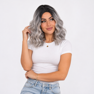 "Mona" - Short Grey Silver Wavy Wig