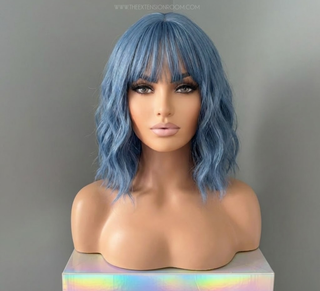 "Aurora" - Short Dusk Blue Body Wave Wig with Bangs
