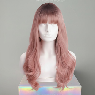 "Ashlee" - Rooted Baby Pink Body Wave Synthetic Wig