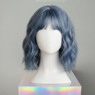"Aurora" - Short Dusk Blue Body Wave Wig with Bangs
