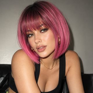 "Nyla" - Neon Pink Bob with Bangs