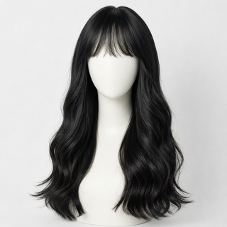 "Aaliyah" - Long Black Wig with Bangs