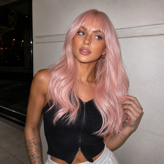 "Ashlee" - Baby Pink Wig With Bangs