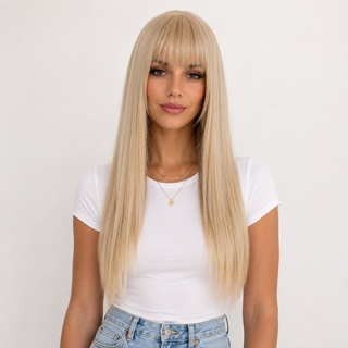 "Ava" - Long Straight Blonde Wig with Bangs