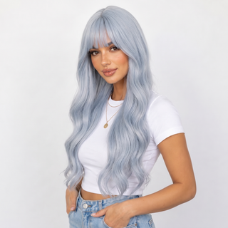"Azura" - Long Light Pastel Blue Wig