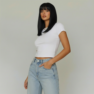 "Cecil" - Short Black Wig with Bangs