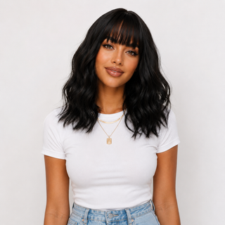 "Zoe" - Black Body wave Wig with Bangs