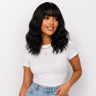 "Zoe" - Black Body wave Wig with Bangs