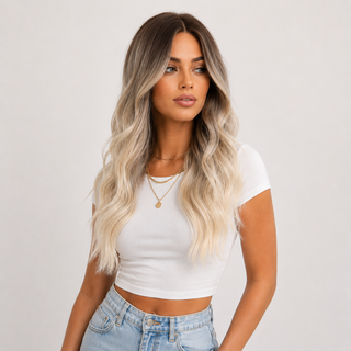 "Lauren" - Rooted Blonde Wavy Wig
