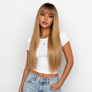 "Whitney" - Long Blonde Wig with Bangs
