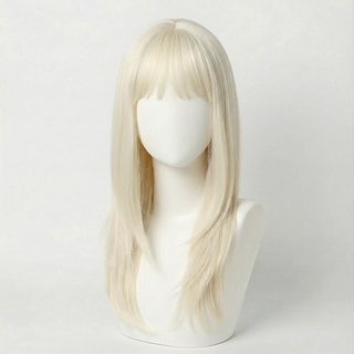 "Amber" - Platinum Blonde Wig with Bangs