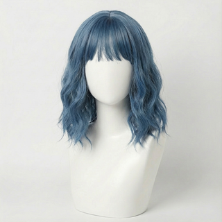 "Aurora" - Short Dusk Blue Body Wave Wig with Bangs