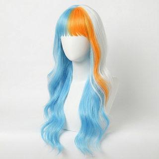"Cosmo" - Blue White Orange Wig with Bangs