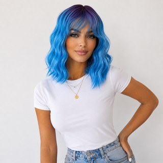 "Dahlia" - Ombre Purple Blue Wig with Bangs