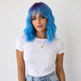 "Dahlia" - Ombre Purple Blue Wig with Bangs