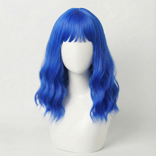 "Indy" - Neon Blue Body Wave Wig with Bangs